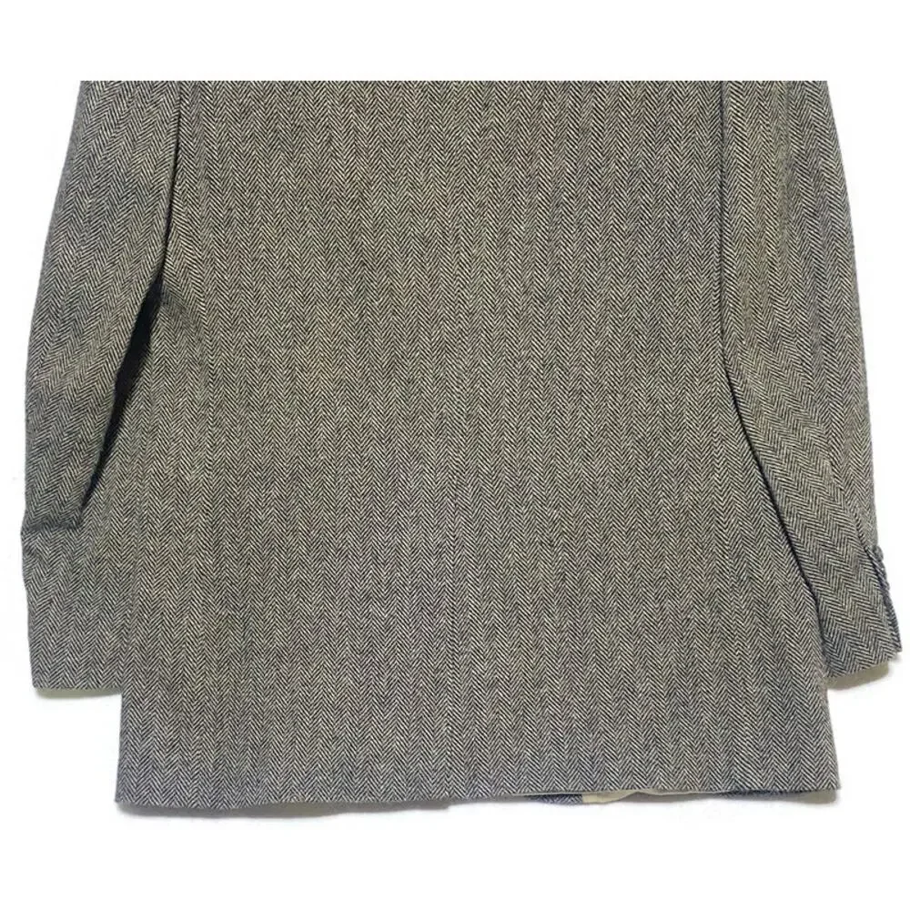 Lands' End Men's Wool Lambswool Blazer Jacket 42L Black Brown Striped Sport Coat